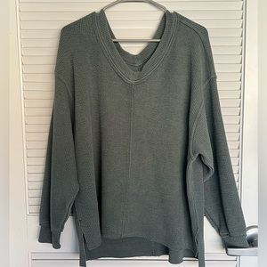 Aerie Wonder Texture Oversized v-neck sweatshirt royal palm